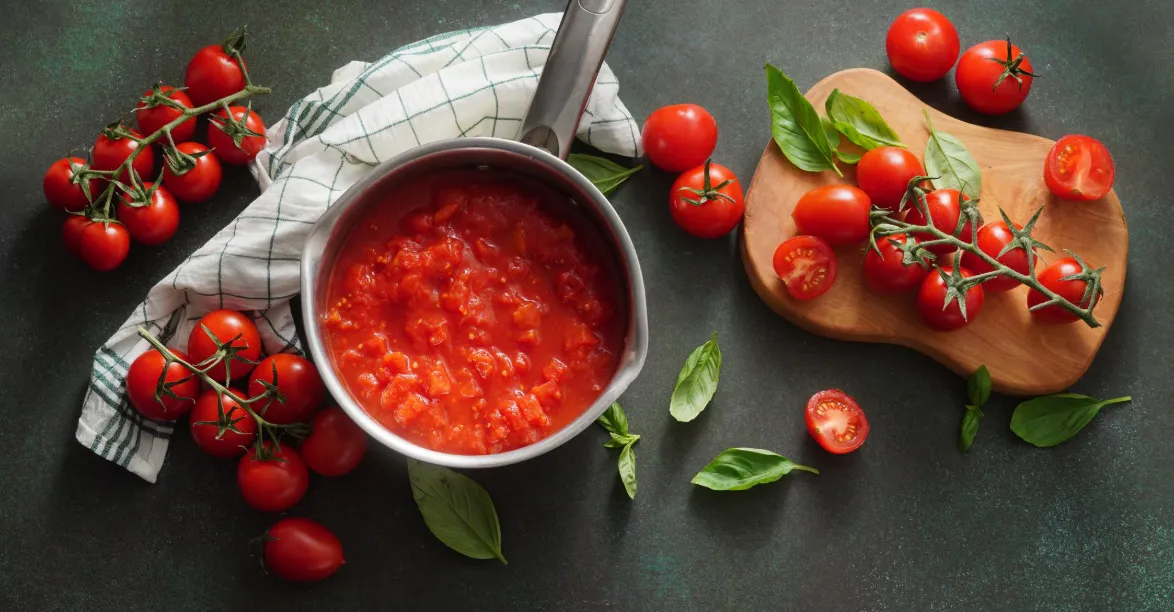 Canned tomatoes and fresh tomatoes used for cooking sauces
